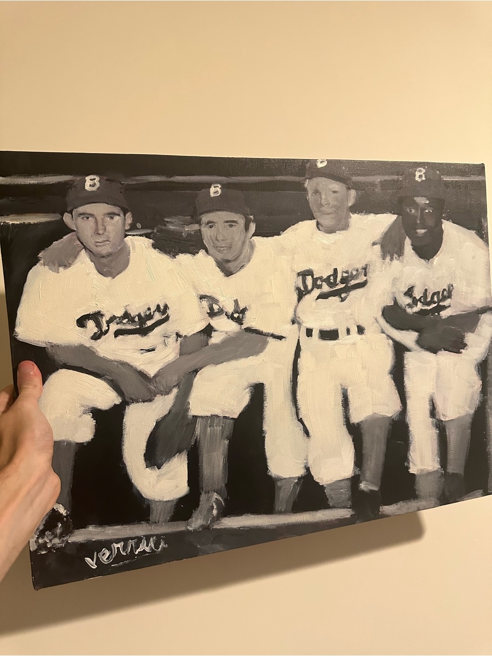Jackie Robinson first game painting 24x18 signed by the artist 1/1 original art